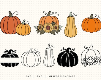 Pumpkin Layered SVG PNG Bundle: Fall Cut Files, Halloween Clipart  (Digital Download)
