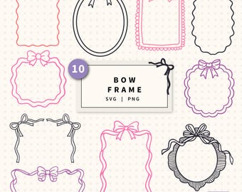 Schleife Rahmen SVG PNG, Pink Coquette Layered Dateien (Digitaler Download)