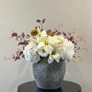 White Hydrangea Peony Lily Bouquet: Elegant Faux Floral Arrangement