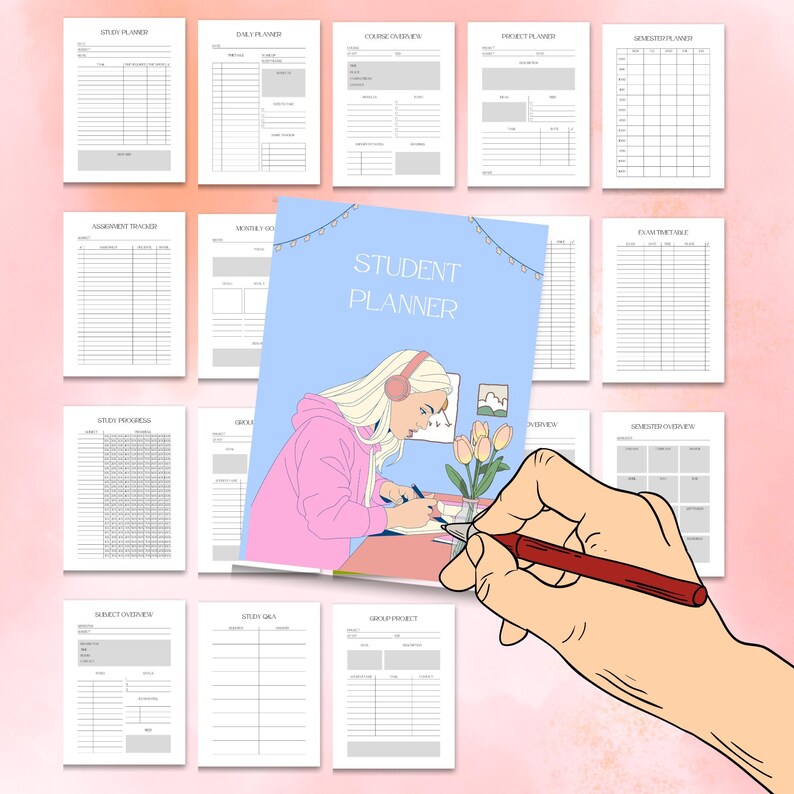 Printable Planner, Printable Student Planner Bundle, Study Planner ...