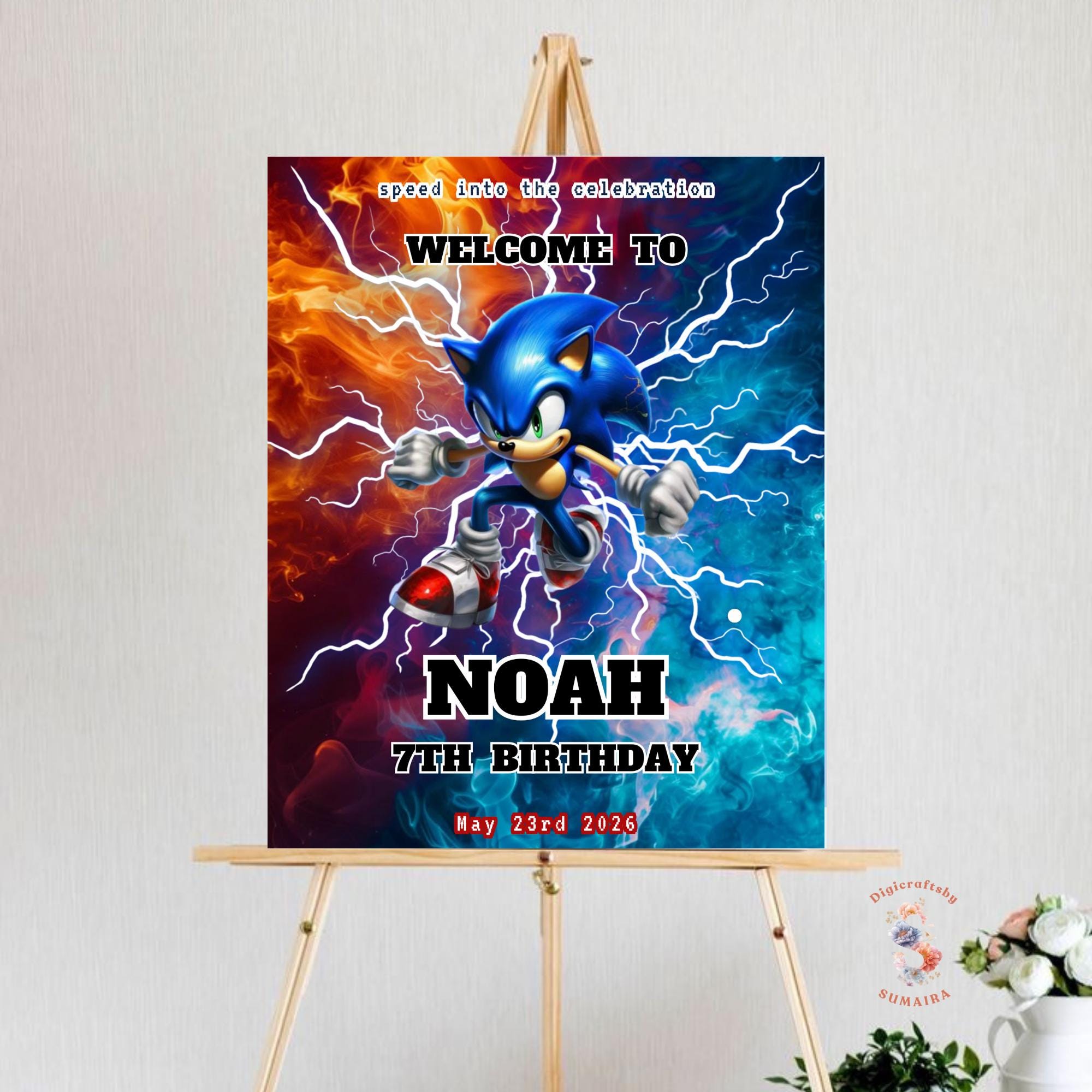 Sonic Welcome Sign Editable Canva Template, Sonic Birthday Party ...