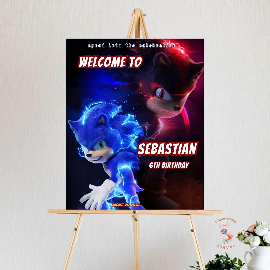 Sonic Welcome Sign Editable Canva Template, Sonic Birthday Party ...