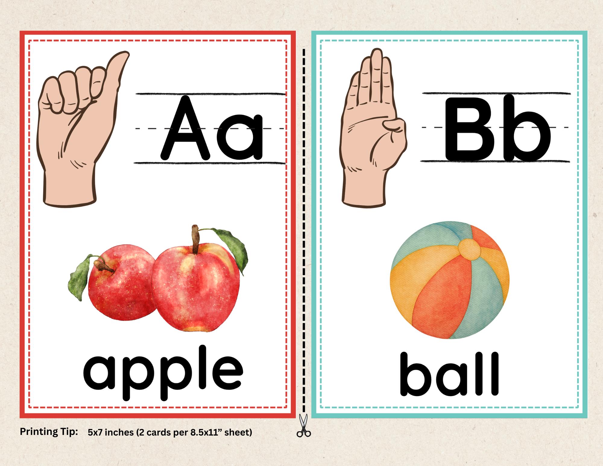 Printable ASL Alphabet Flashcards for Kids| Sign Language Alphabet ...