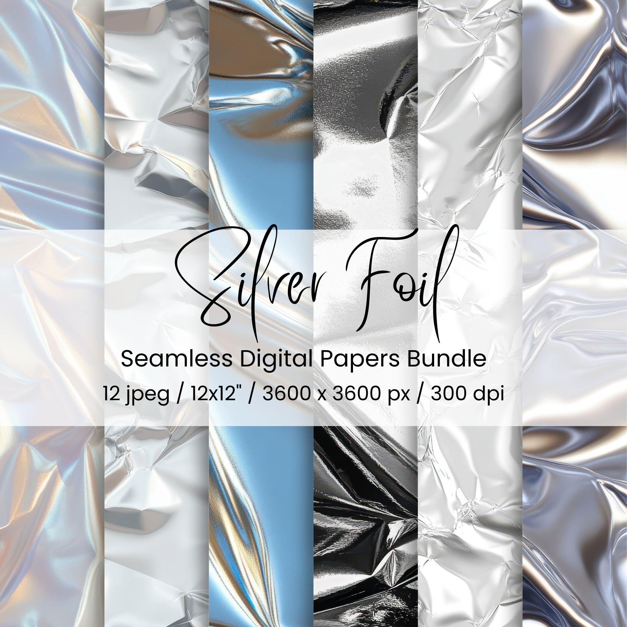 Silver Foil Digital Paper – 12 Seamless Metallic Textures / 12x12 ...