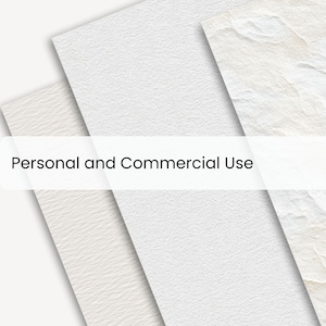 Pode incluir: Uma variedade de folhas de papel branco texturizado, com diferentes padr&otilde;es de superf&iacute;cie. A imagem inclui o texto "Personal and Commercial Use" numa caixa branca.