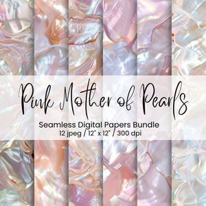 Roze parelmoer digitale papierbundel, 12 naadloze schelpstructuren, 12 x 12", 300 DPI, direct downloaden