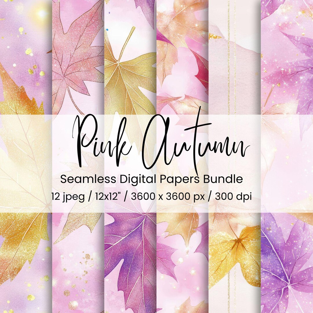 Pink Gold Autumn Digital Paper: Seamless Leaf Backgrounds (12 JPEG) - Etsy