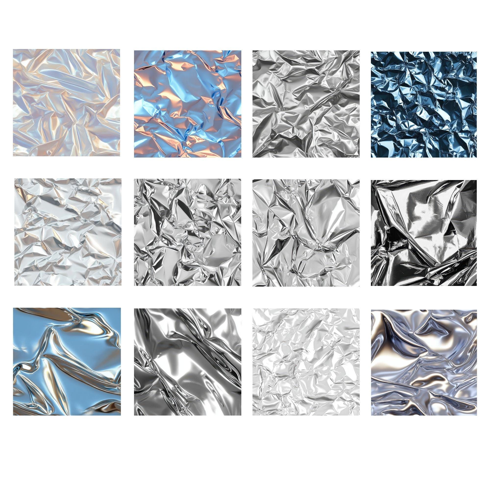 Silver Foil Digital Paper – 12 Seamless Metallic Textures / 12x12 ...