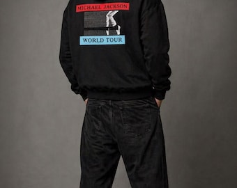 Handmade Michael Jackson Inspired BAD World Tour Hoodie | MJ Tour Black Pullover Sweatshirt
