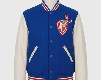 Michael Jackson Inspired WB Letterman Jacket | MJ Blue and White Varsity Jacket