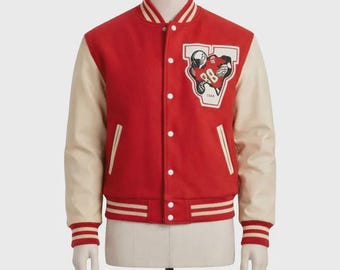 Jaafar Jackson Inspired Red Jacket | Handmade Michael 2026 Movie Varsity Jacket