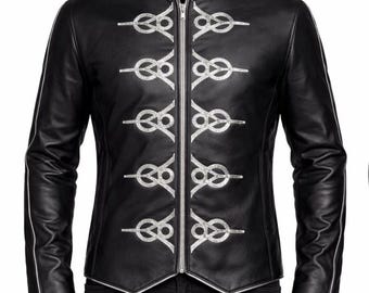 Michael Jackson Dangerous Tour Black Leather Jacket – MJ V8 Military Style Jacket