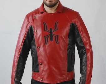 Spider-Man Leather Jacket | Red & Black Cosplay Costume