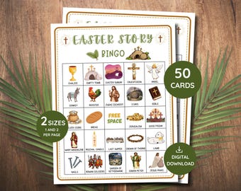 Easter Story Bingo Game | Jesus Resurrection Bible Bingo | Sunday School Activity | 50 Cards | Digital Download