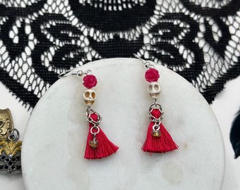 Pendientes de calavera de azúcar: Pendientes colgantes del Día de los Muertos