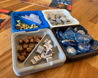 Magnetische Tokenschalen für Brettspiele | Modulare Organizer aus PLA | Sortierschalen mit Deckel für Spielmarker & Ressourcen