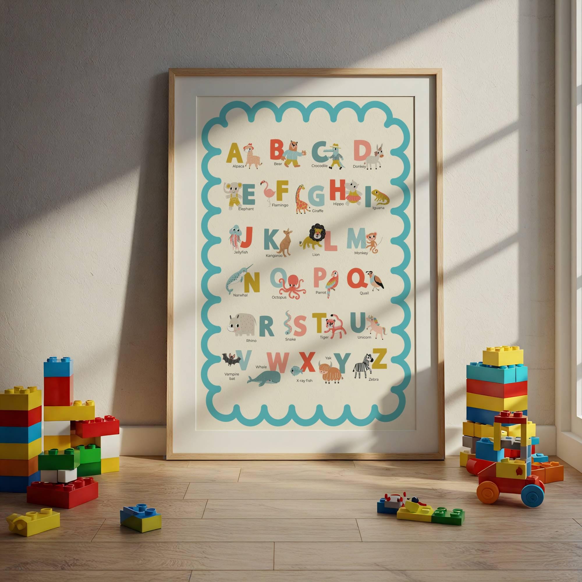 Alphabet Poster Printable for Kids, ABC Wall Art for Nursery or ...