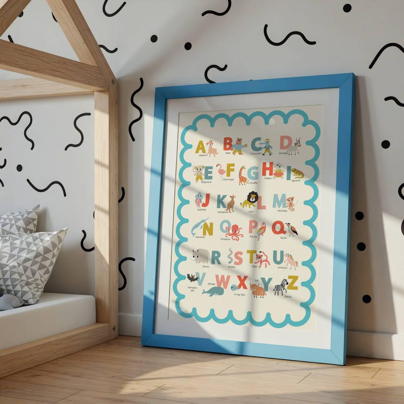 Alphabet Poster Printable for Kids, ABC Wall Art for Nursery or ...
