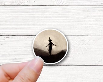 Waterproof vinyl water bottle tablet witch sticker for Halloween