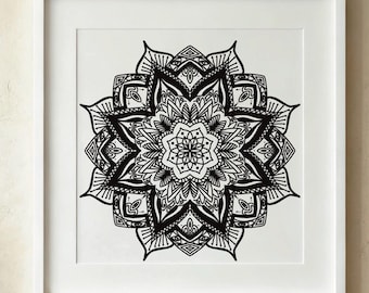 Mandalas en blanco y negro: decoración espiritual para el hogar (descarga digital)