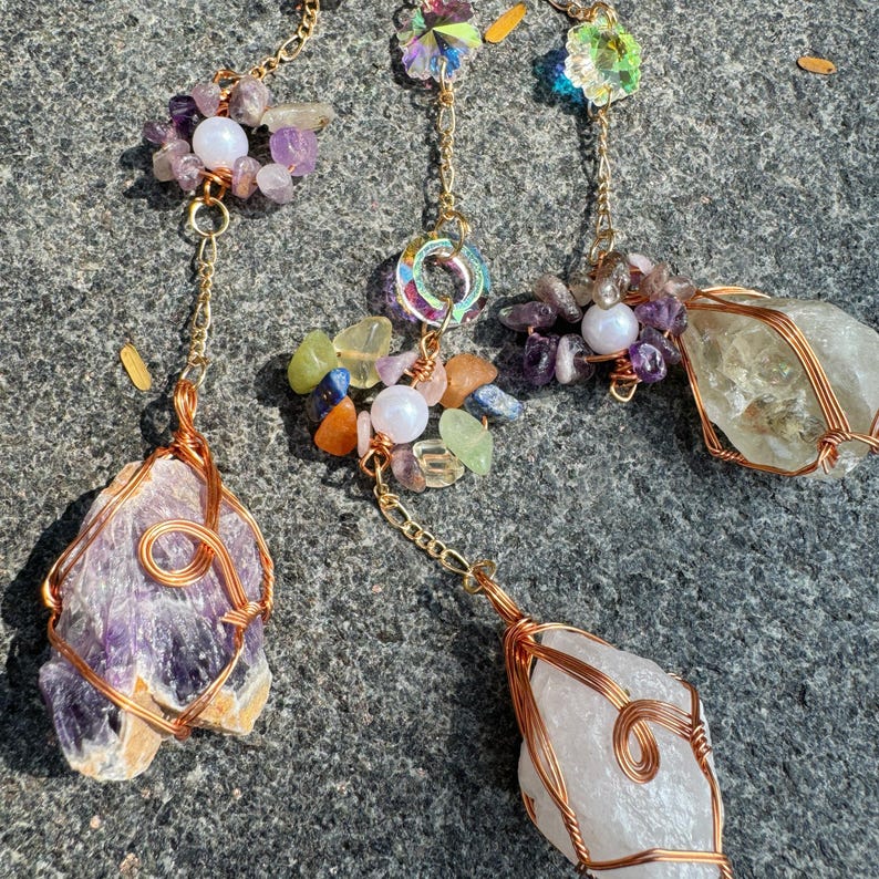 Moon Rainbow Crystal Suncatcher Moonstone Tree of Life Colourful Window Decoration Pendant Healing Crystal Decor Spiritual Home Decor image 12