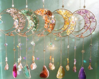 campanellino lunare con schegge di cristallo naturale cattura luce decorazione fai da te per finestra oggetto spirituale per la casa regalo