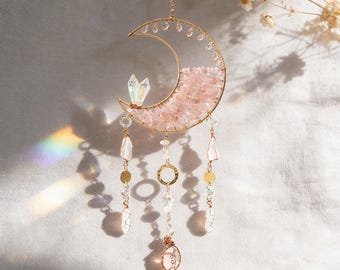 Cristallo rosa Suncatcher Guarigione Cristallo Arcobaleno Luce Ombra Fatto a mano Arcobaleno Maker Cristallo Dreamcatcher Giardino Decor