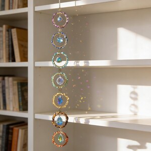 Natural Chipped Crystal Rainbow Suncatcher Colourful Window Hanging Healing Crystal Decor Crystal Dreamcatcher Wind Chime Room Decor Hanging image 6