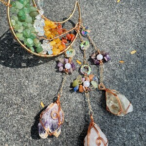 Moon Rainbow Crystal Suncatcher Moonstone Tree of Life Colourful Window Decoration Pendant Healing Crystal Decor Spiritual Home Decor image 2