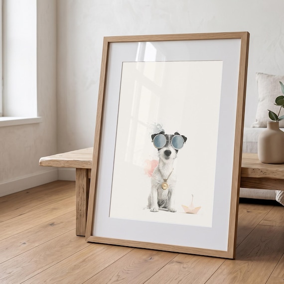 Jack Russell Sailing Print | Whimsical Dog Wall Art, Scandinavian Style