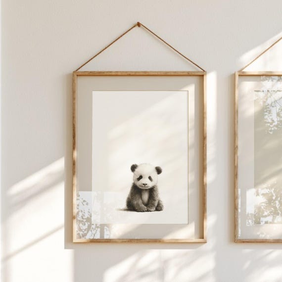 Baby Panda Nursery Print | Neutral Zoo Wall Art (Physical Print)