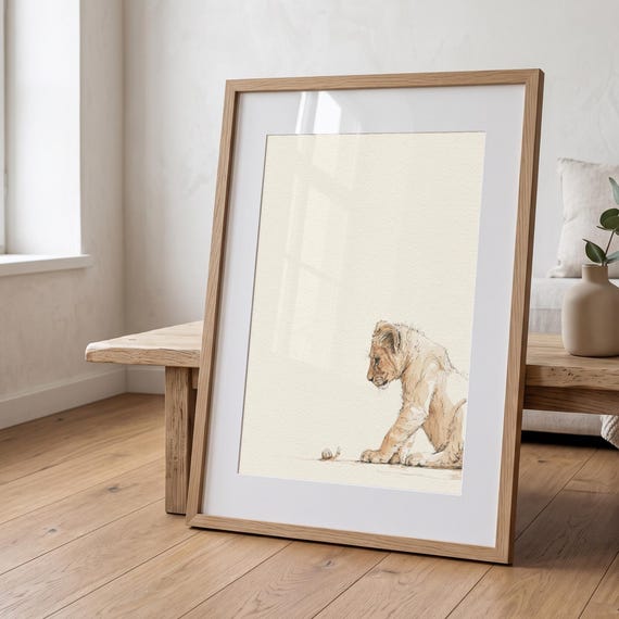 Lion Nursery Print, Safari Animal Wall Art, Watercolour Children’s Room Decor