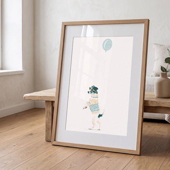 Jack Russell Balloon Wall Art | Scandinavian Nursery Print | Children's Bedroom Decor | Dog Lover Gift