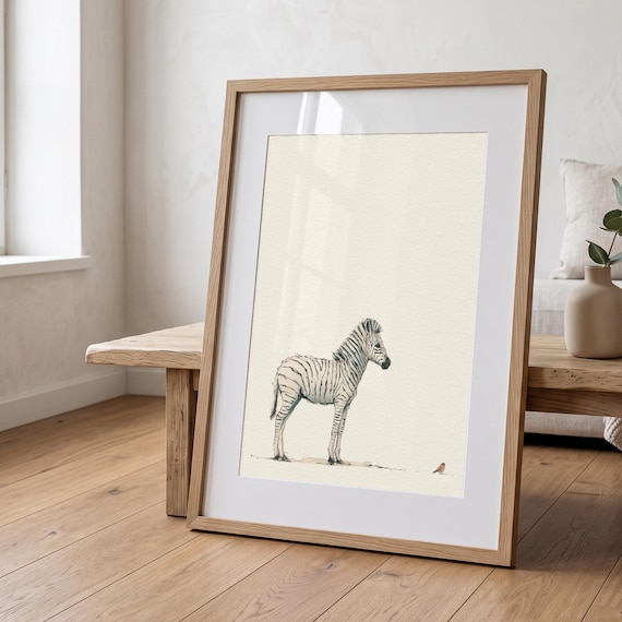 Zebra Nursery Print, Safari Animal Wall Art, Watercolour Children’s Room Decor
