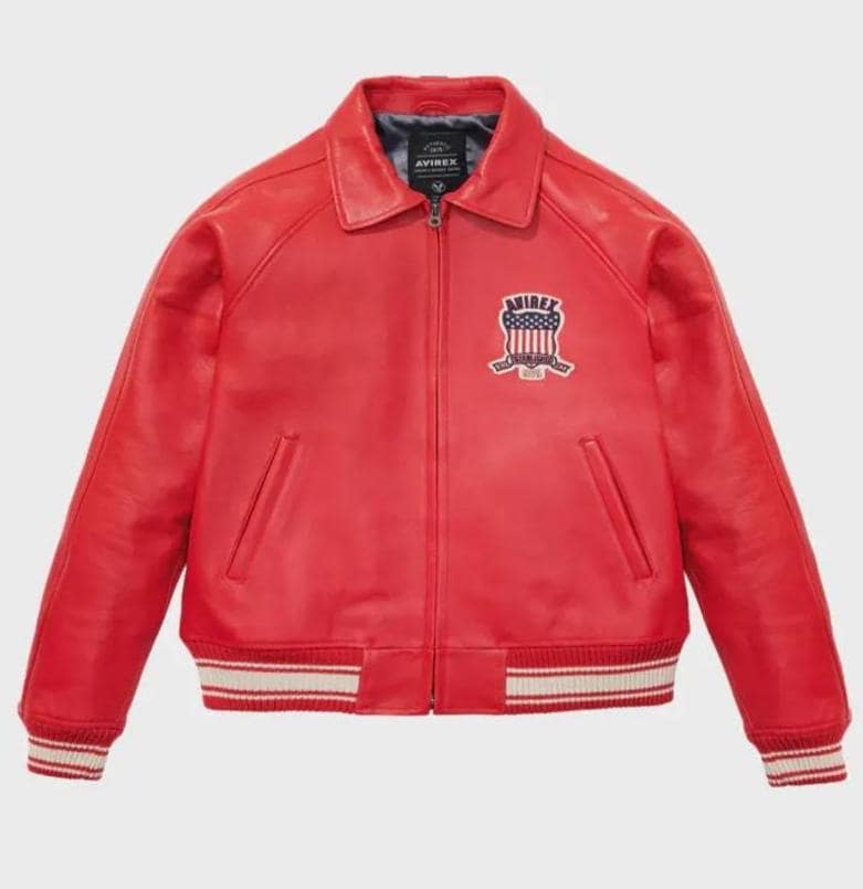 AVIREX USA レッドレザーボンバージャケット アメリカンスタイル 本物