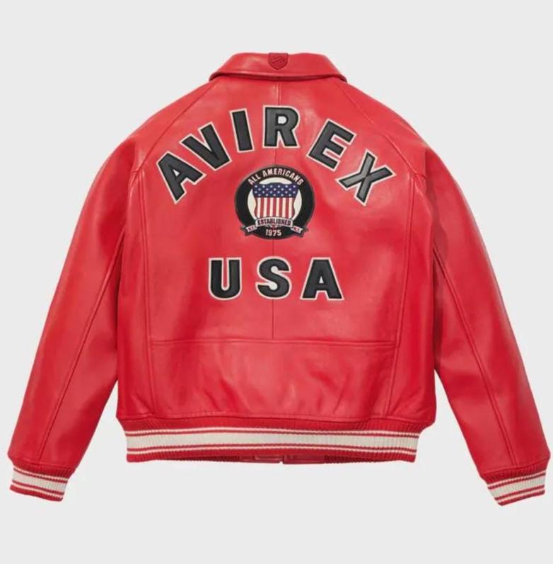 AVIREX USA レッドレザーボンバージャケット アメリカンスタイル 本物