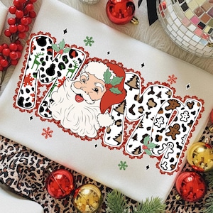 Christmas Mama Santa PNG, Coquette Bow, Candy Cane, Hot Cocoa (Digital Download)