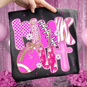 Pink Out Football PNG: Preppy Breast Cancer Awareness (Digital Download)
