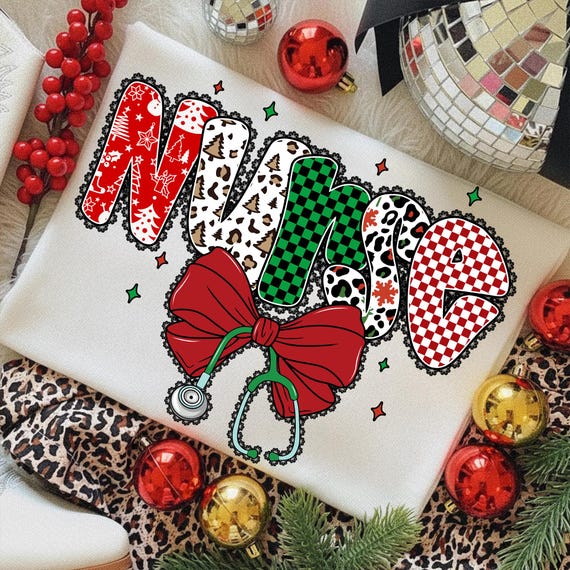 Christmas Nurse Png, Holiday Stethoscope Design (Digital Download)