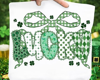 Lace Lucky St Patrick's Coquette Bow PNG, Retro Lucky Shirt Design, Shamrock Sublimation, Irish Digital Download