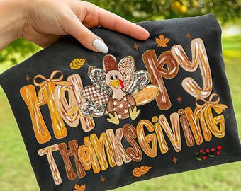 Joyeux Thanksgiving Turquie PNG, Gobble Coquette Fall Design (Téléchargement numérique)