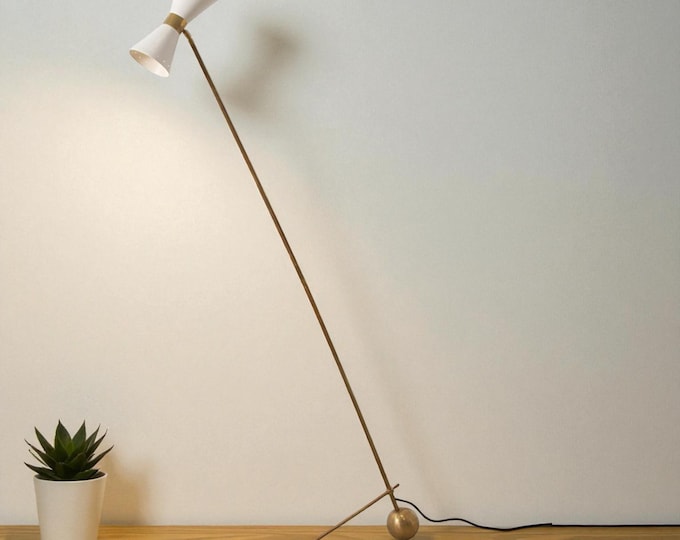 Modern Cone Shade Stilnovo-inspired Brass Floor Lamp: Mid-century ...