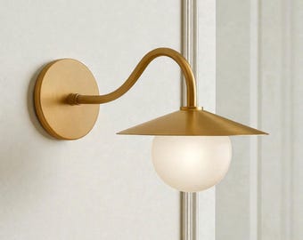 Aplique de pared con pantalla de globo, moderno aplique de cono para interiores de dormitorio, pasillo, baño y sala de estar, elegante aplique de pared