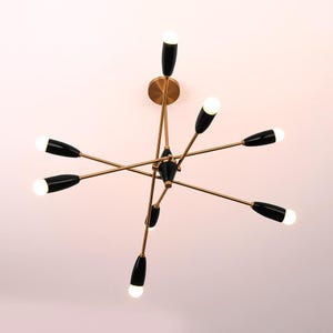Italian Stilnovo Chandelier 1950s Sputnik Style Pendant Light Mid Century