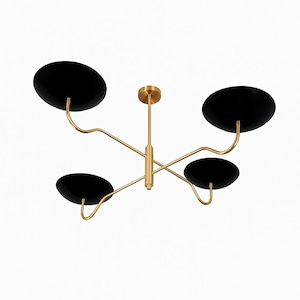 Italian Mid Century Stilnovo 4 Arm Brass Sputnik Chandelier 1950s Vintage Ceiling Light Fixture