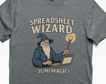 Spreadsheet Wizard T-Shirt – Funny Excel T-Shirt, Accountant Gift, Office Humor Tee on Gildan Softstyle