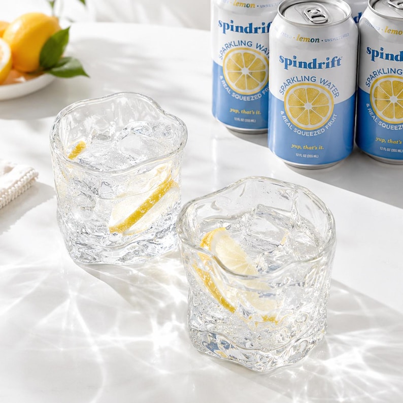 Wavy Twisted Glass Tumbler, Irregular Clear Coffee Cup, Bar Cocktail Glass, Housewarming Gift,Neutral Table Decor, Bridal Shower Gift image 2