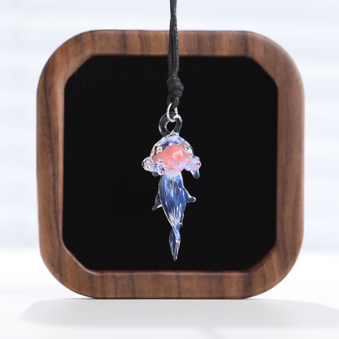 Birthday Gift Handcrafted Jellyfish Glass Pendant Necklace, Hand Blown ...