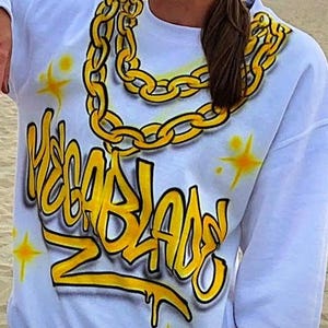 Gold Chain Name Shirt | Hip Hop Graffiti Tee with Custom Drip Lettering & Chain Design | Rapper Style Birthday or Dance Outfit