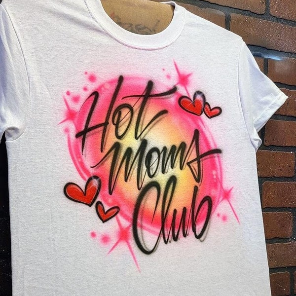 Script + Hearts style custom Airbrush T Shirt design